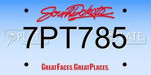 7PT785 South Dakota License Plate