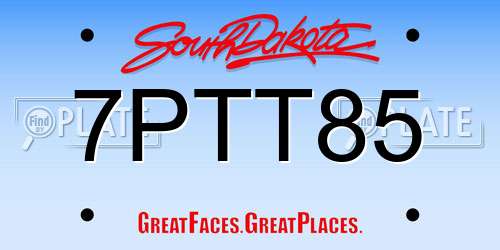 7PTT85 South Dakota License Plate