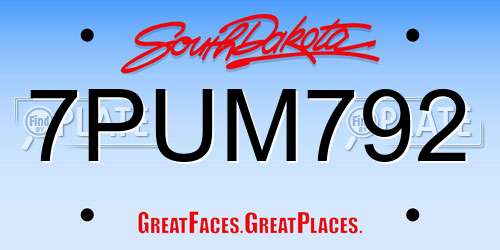 7PUM792 South Dakota License Plate
