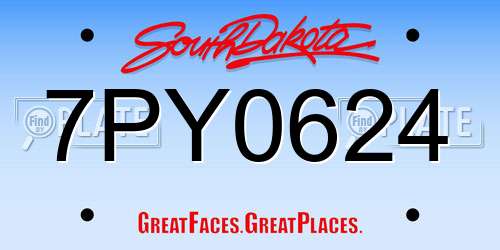 7PY0624 South Dakota License Plate