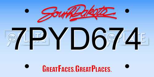 7PYD674 South Dakota License Plate