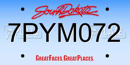 7PYM072 South Dakota License Plate