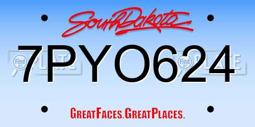 7PYO624 South Dakota License Plate