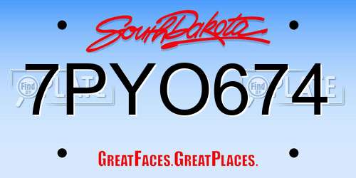 7PYO674 South Dakota License Plate