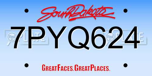 7PYQ624 South Dakota License Plate