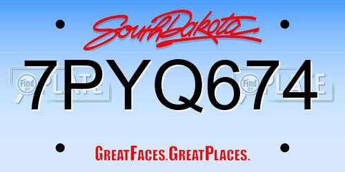7PYQ674 South Dakota License Plate