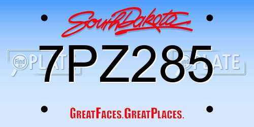 7PZ285 South Dakota License Plate