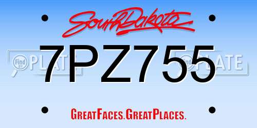7PZ755 South Dakota License Plate