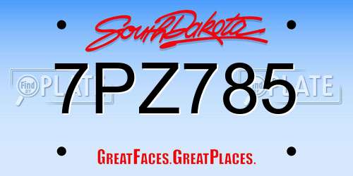 7PZ785 South Dakota License Plate