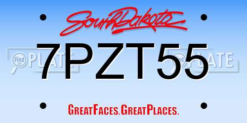 7PZT55 South Dakota License Plate