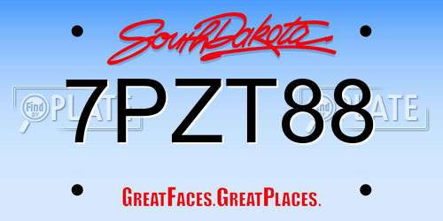 7PZT88 South Dakota License Plate