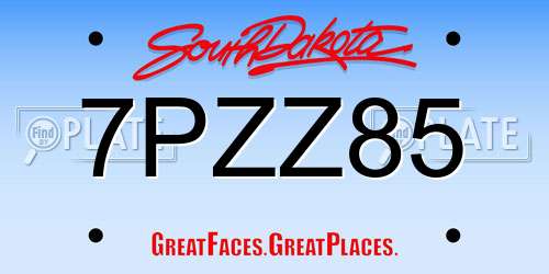 7PZZ85 South Dakota License Plate