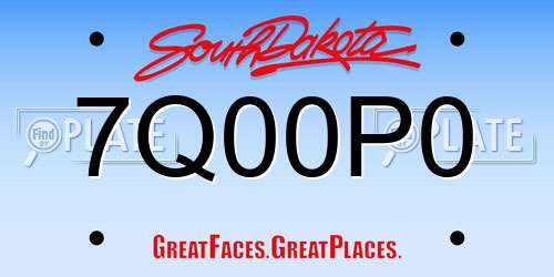 7Q00P0 South Dakota License Plate