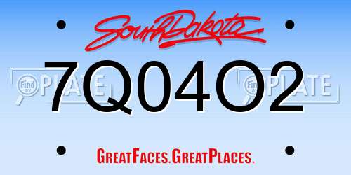 7Q04O2 South Dakota License Plate