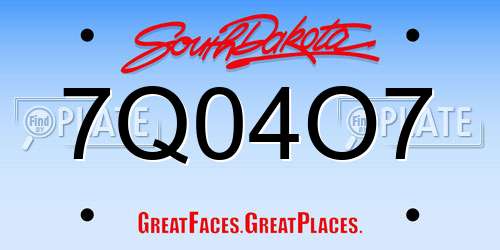 7Q04O7 South Dakota License Plate
