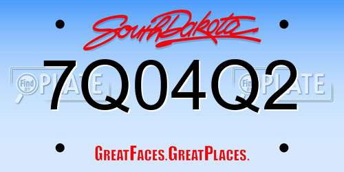 7Q04Q2 South Dakota License Plate
