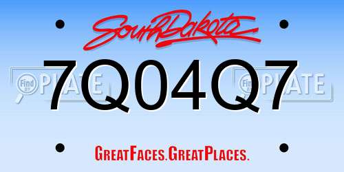 7Q04Q7 South Dakota License Plate