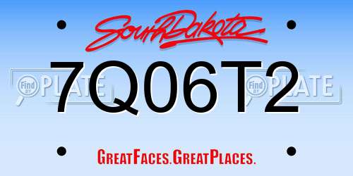 7Q06T2 South Dakota License Plate