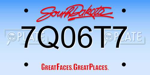 7Q06T7 South Dakota License Plate