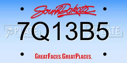 7Q13B5 South Dakota License Plate