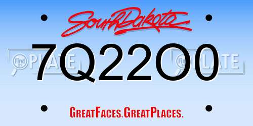 7Q22O0 South Dakota License Plate
