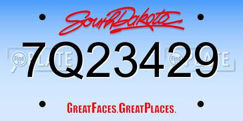 7Q23429 South Dakota License Plate