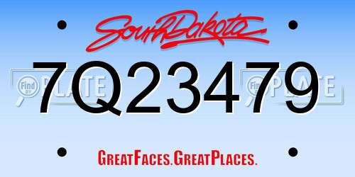 7Q23479 South Dakota License Plate