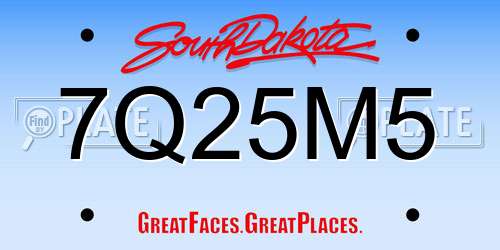 7Q25M5 South Dakota License Plate
