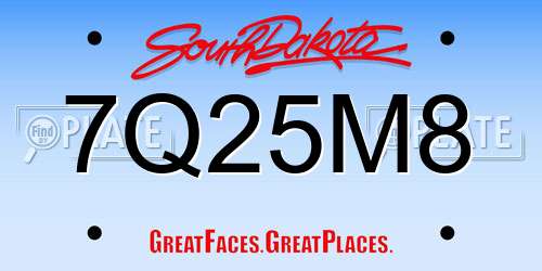 7Q25M8 South Dakota License Plate