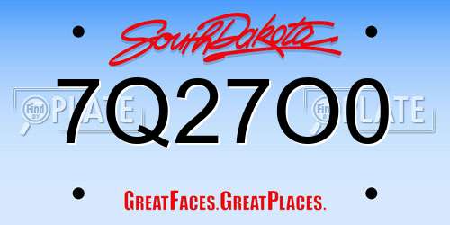 7Q27O0 South Dakota License Plate