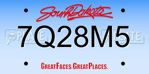 7Q28M5 South Dakota License Plate