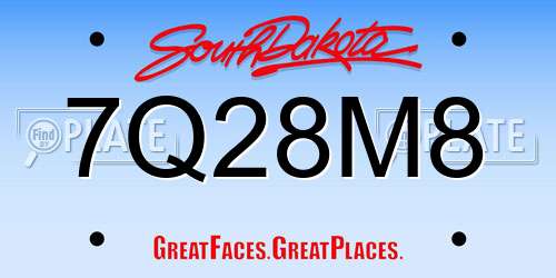 7Q28M8 South Dakota License Plate