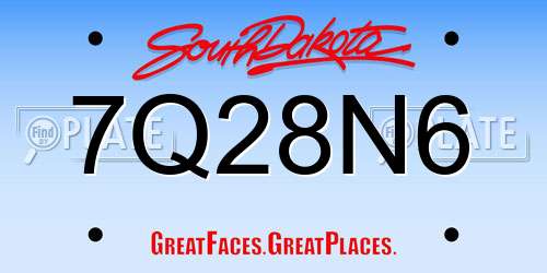 7Q28N6 South Dakota License Plate