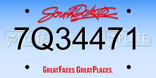 7Q34471 South Dakota License Plate