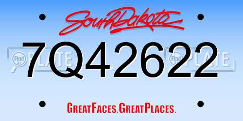 7Q42622 South Dakota License Plate