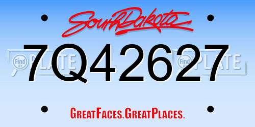 7Q42627 South Dakota License Plate