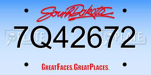 7Q42672 South Dakota License Plate