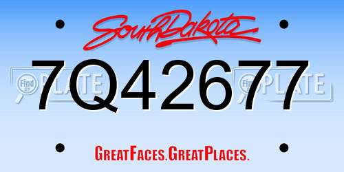 7Q42677 South Dakota License Plate
