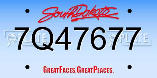 7Q47677 South Dakota License Plate