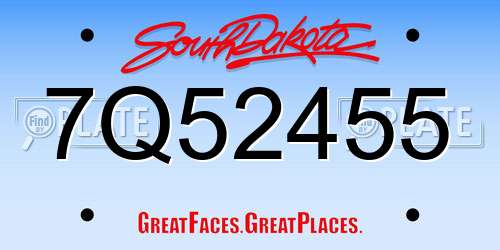 7Q52455 South Dakota License Plate