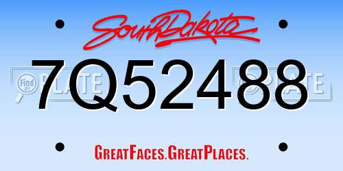 7Q52488 South Dakota License Plate