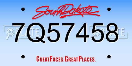 7Q57458 South Dakota License Plate