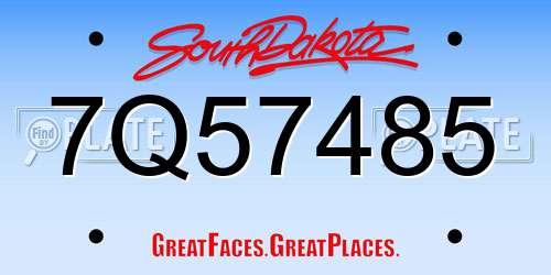 7Q57485 South Dakota License Plate