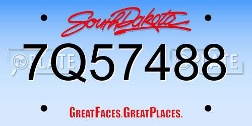 7Q57488 South Dakota License Plate
