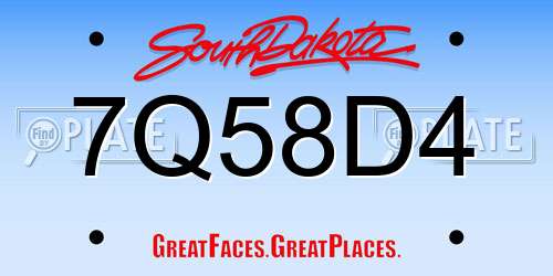 7Q58D4 South Dakota License Plate