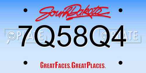 7Q58Q4 South Dakota License Plate