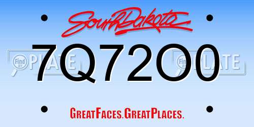7Q72O0 South Dakota License Plate