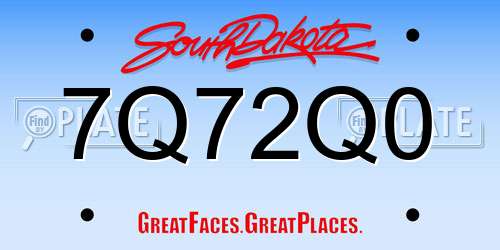 7Q72Q0 South Dakota License Plate