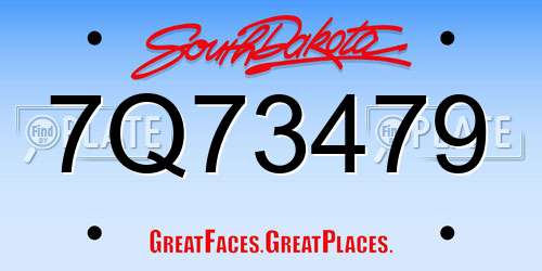 7Q73479 South Dakota License Plate