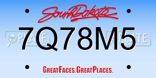 7Q78M5 South Dakota License Plate